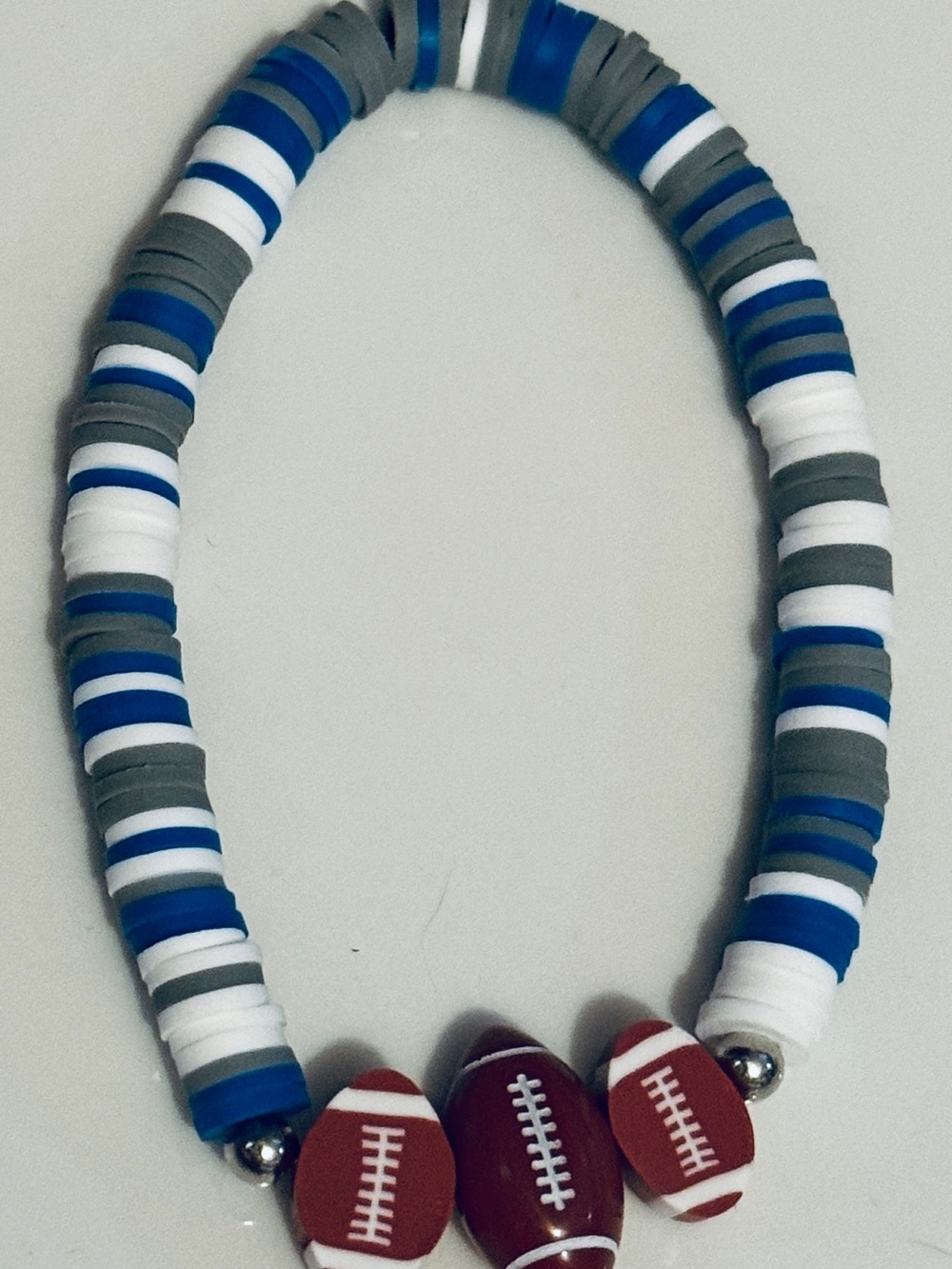 Cowboys Blue White Clay Bead Bracelet, Football Gameday Spirit Stack BTJ - Picture 4 of 9